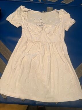 Asics White Eyelet Tie-Front Casual Dress